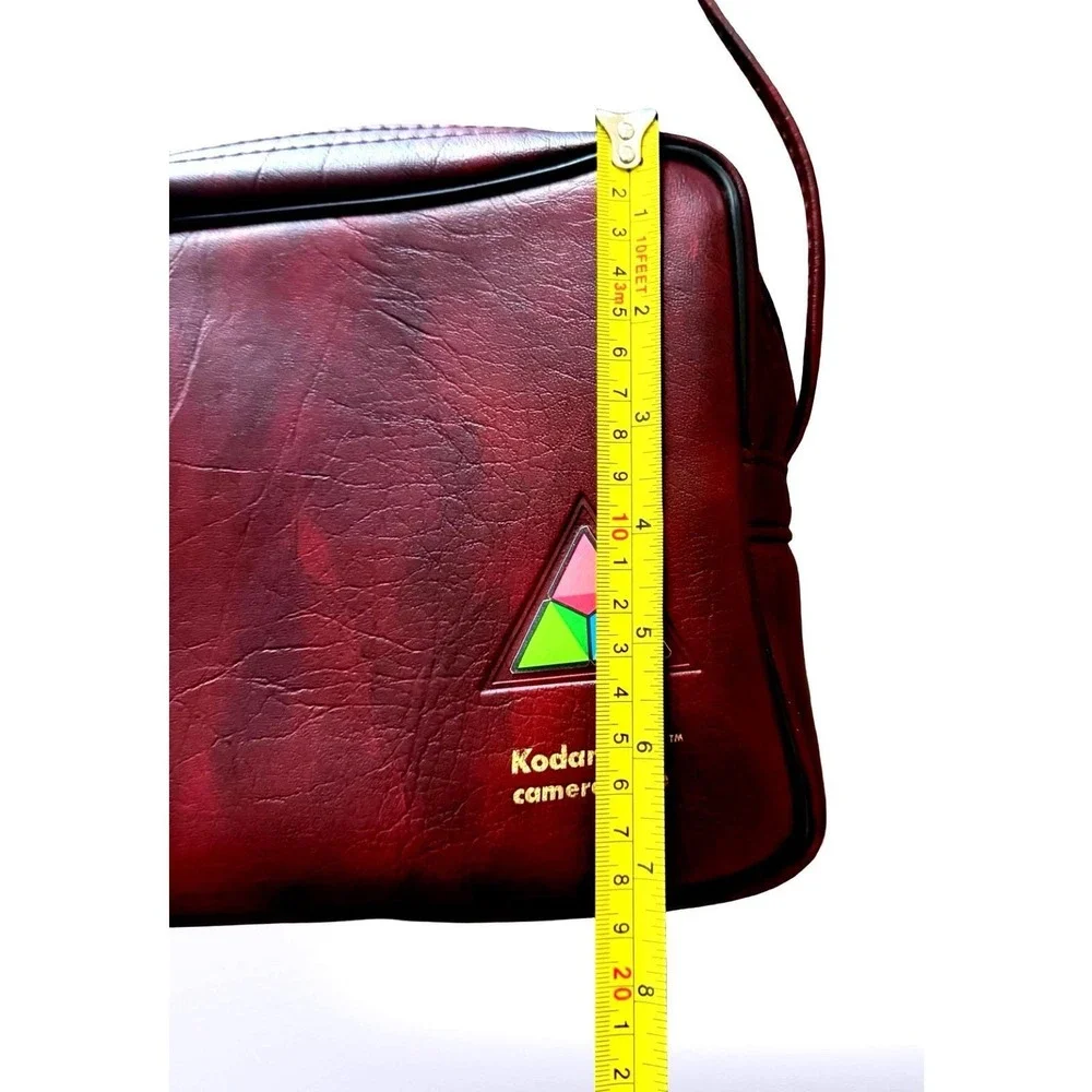 Vintage Kodak Kodamatic Camera Case Burgundy Faux Leather Shoulder Bag Retro